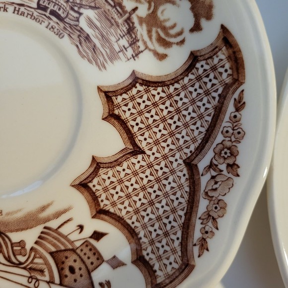 Vintage Alfred Meakin Fair Winds Saucers Set of 4 Brown Staffordshire England - Picture 3 of 9